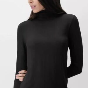 Oroblu Perfect Line Stretch Modal Cashmere Blend Turtleneck Top Black XS